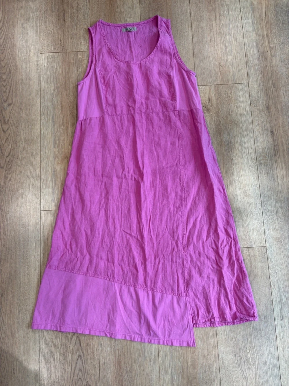 FLAX Pink Linen Sleeveless Midi Dress Size Small Made in Lithuania